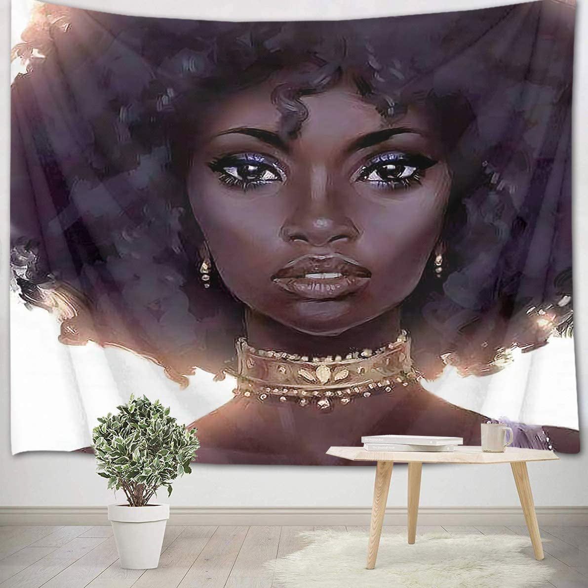 Afrocentric Female Portrait Art Print Bedroom Wall Art Black Art Living Room Wall Art African American Wall Art Prints Black Girl Magic