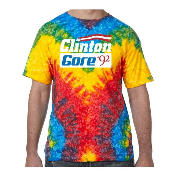 Clinton Gore '92 Campaign Tie Dye Tee Shirt - Woodstock, Large Kids (10-12)