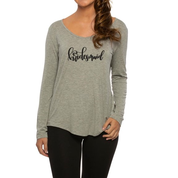 "BRIDESMAID" Gray Stretch Long Sleeve Leggings Shirt, Small