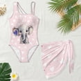 thumbnail image 3 of Xixirimido Elephant Hearts Pink Print Girls One Piece Swimsuit with Adjustable Strap and Mesh Cover Up Skirt, One Shoulder Cute Bathing Suit Swimwear Set, Size 9-10 Years, 3 of 7