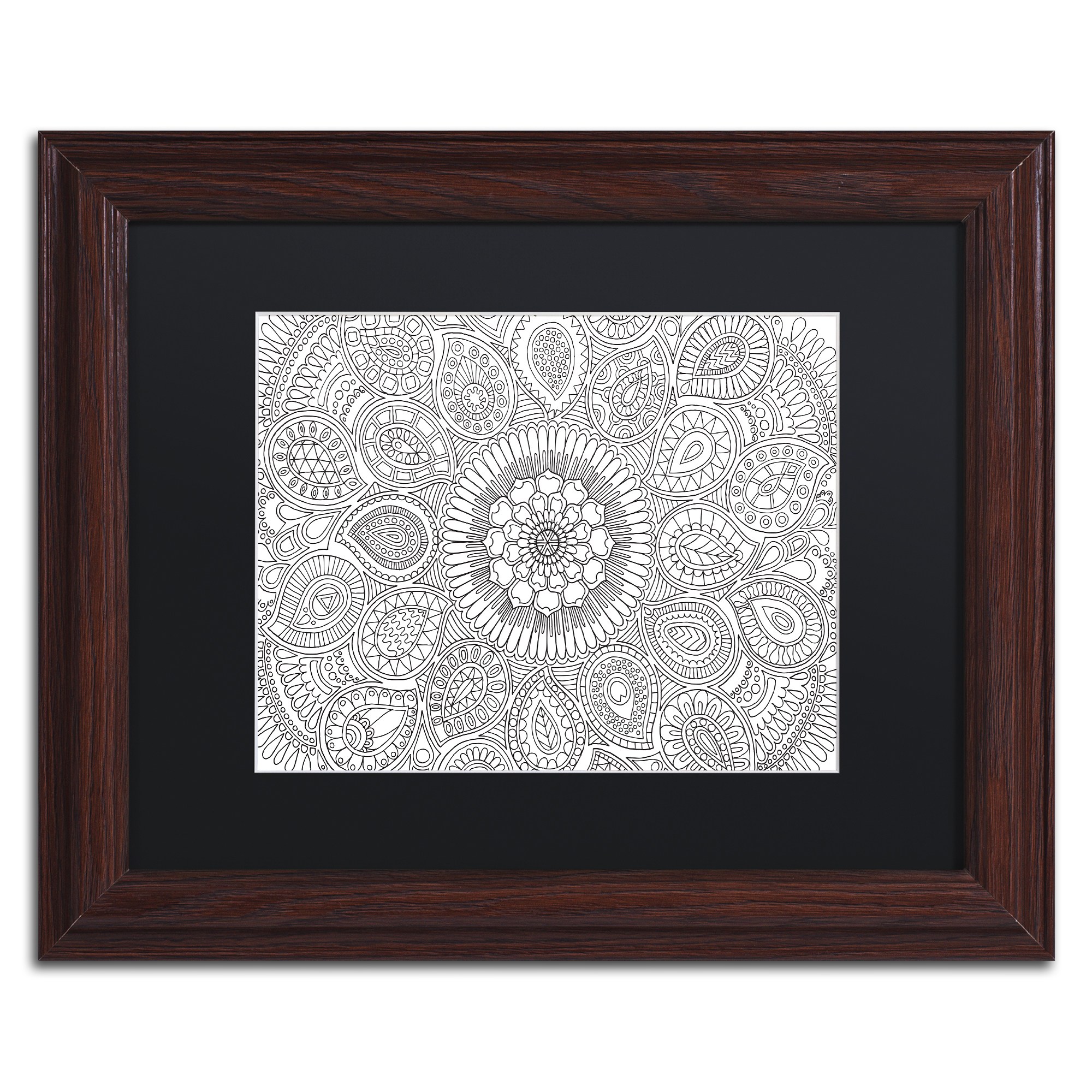 Trademark Fine Art "Paisley Mandala" Canvas Art by Hello Angel, Black Matte, Wood Frame