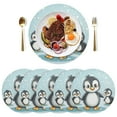 thumbnail image 5 of Ryvnso Penguins and Snow Round Plate Mats Dining Table Placemat Set of 4 for Holiday Decoration, 5 of 7