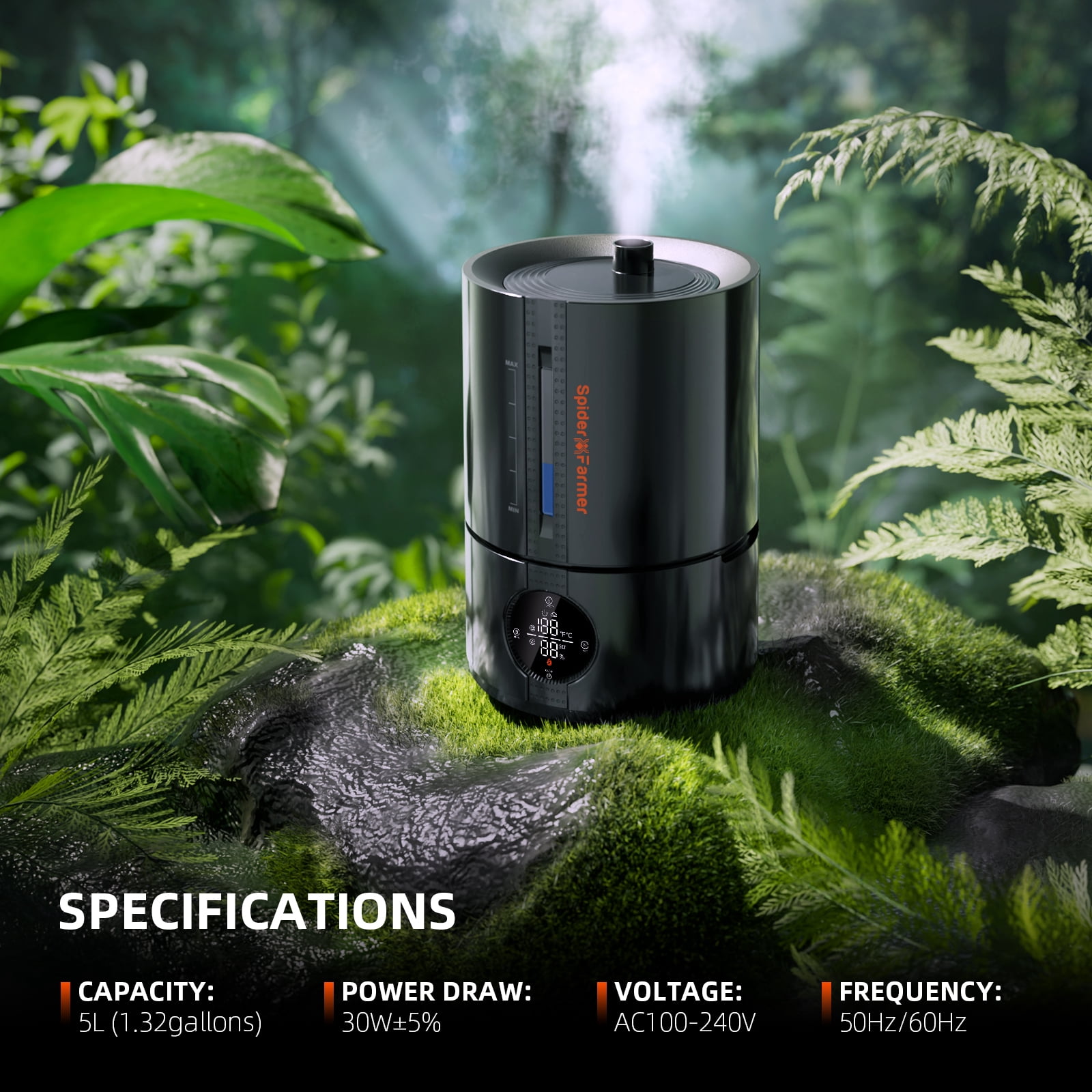 Spider Farmer 5L Air Humidifier Ultrasonic Cool Mist Humidifier with RJ12 Cable