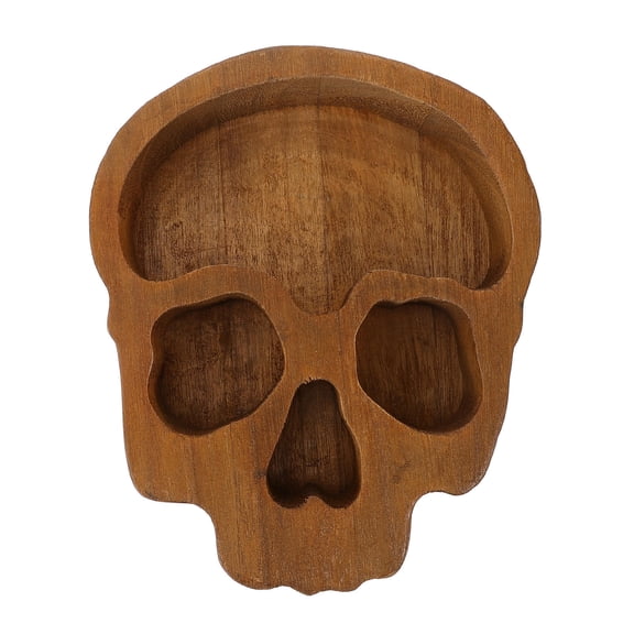 LEORX Dish Skull Wood Bowl Light Brown 1Pack