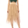thumbnail image 6 of NAISIBABY Girls Tulle Midi Skirt, High Waisted Summer Casual Mesh Tiered Party Dance Maxi Skirt Beige 4T, 6 of 6