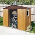 thumbnail image 2 of Jopath 8ftx4ft Outdoor Metal Storage Shed with Window and Metal Foundation for Backyard, Patio, Lawn (Coffee), 2 of 8