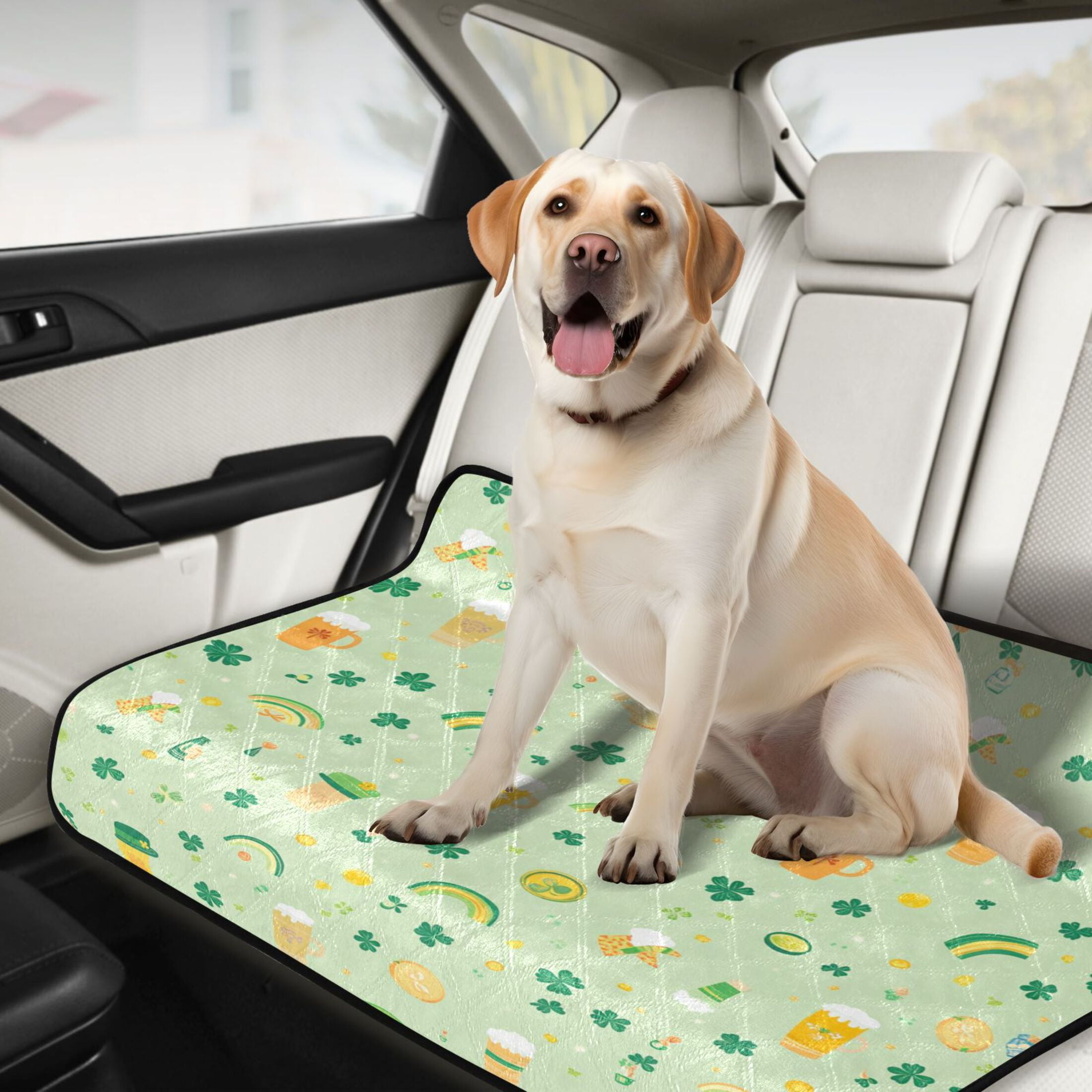 Qxltty Pattern with Rainbows Shamrocks and Leprechaun Hat Cat litter Pads Pet Set of 2 Diaper Mats Center Anti-leakage Layer Absorbent Soft and Comfortable