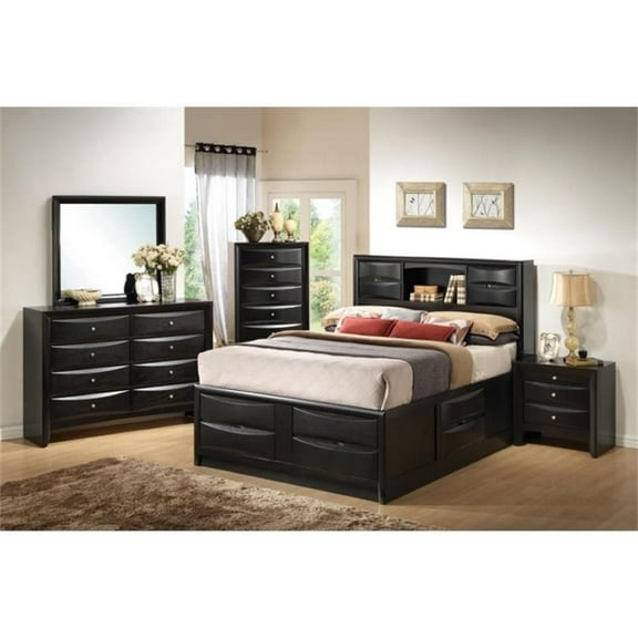 Bowery Hill 4 Piece King Storage Bedroom Set in Black