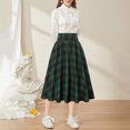 thumbnail image 6 of Joernso Women Midi Skirt Plaid Print High Waist A-Line Skirt Large Hem Design Slimming Effect Autumn Winter Skirt, 6 of 8
