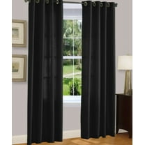 1 PANEL MIRA SOLID BLACK SEMI SHEER WINDOW FAUX SILK ANTIQUE BRONZE GROMMETS CURTAIN DRAPES 55 WIDE X 95" LENGTH