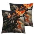 thumbnail image 2 of Acheng Skeleton Soldier fire Flames Black Throw Pillow Covers Square Pillow Case Home Decorative Pillowcase for Sofa Couch Bedroom Living Room Car,Set of 2 White, 2 of 6