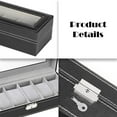 thumbnail image 4 of 6 Slot Leather Watch Box Display Case Organizer Glass Jewelry Storage Black, 4 of 6