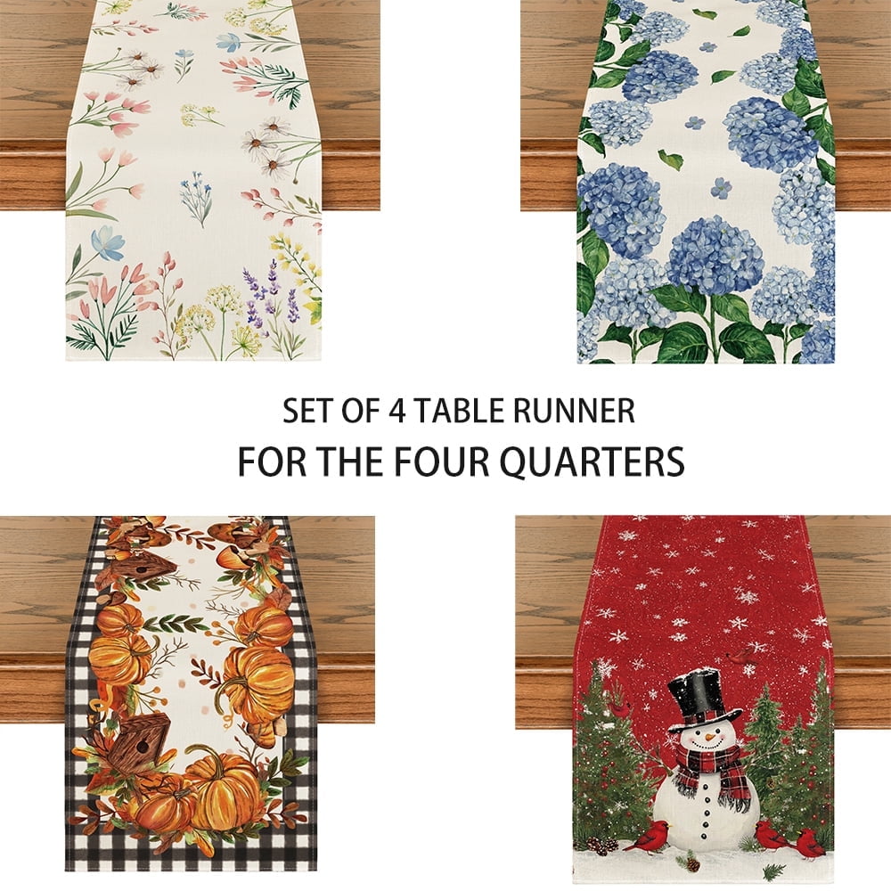 Sm:)e Seasonal Table Runner Set 4-Piece 13x72 Inch