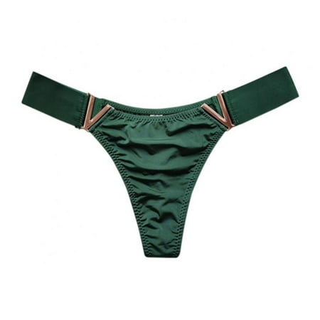 

Xmarks Sexy Panties Thongs for Women V Metal G-String Low-rise Tanga Stretch Underwear Green
