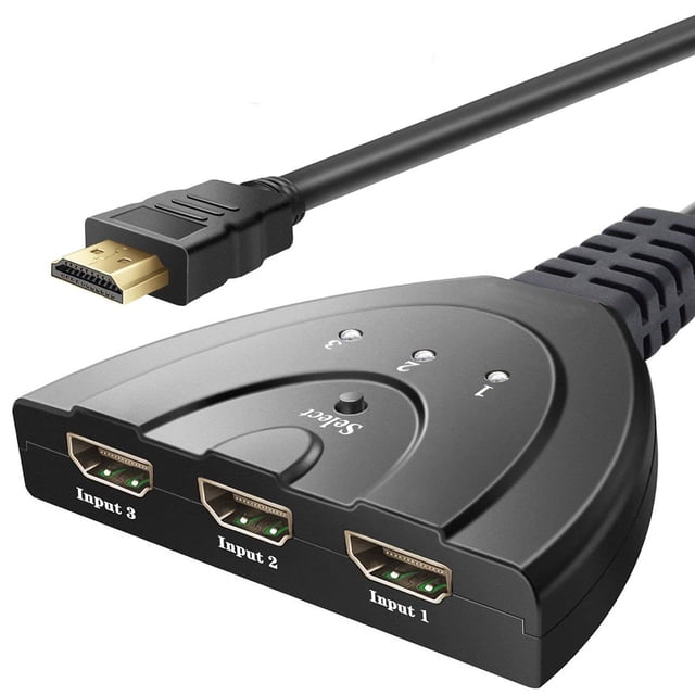 HDMI Switcher 3 Ports With Pigtail Cable Switch Splitter High Speed Connector 3D Support 1080p for HDTV,PC,PS3,Xbox One,Xbox360,Projector,STB, Nintendo Switch, Blu-ray DVD Player,Cable Box,etc.