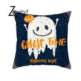 thumbnail image 1 of Funda de almohada geométrica con rayas onduladas para Halloween, cubierta de cojín con diseño de Calavera, calabaza, fantasma, castillo, truco o trato, 2023, 1 of 4