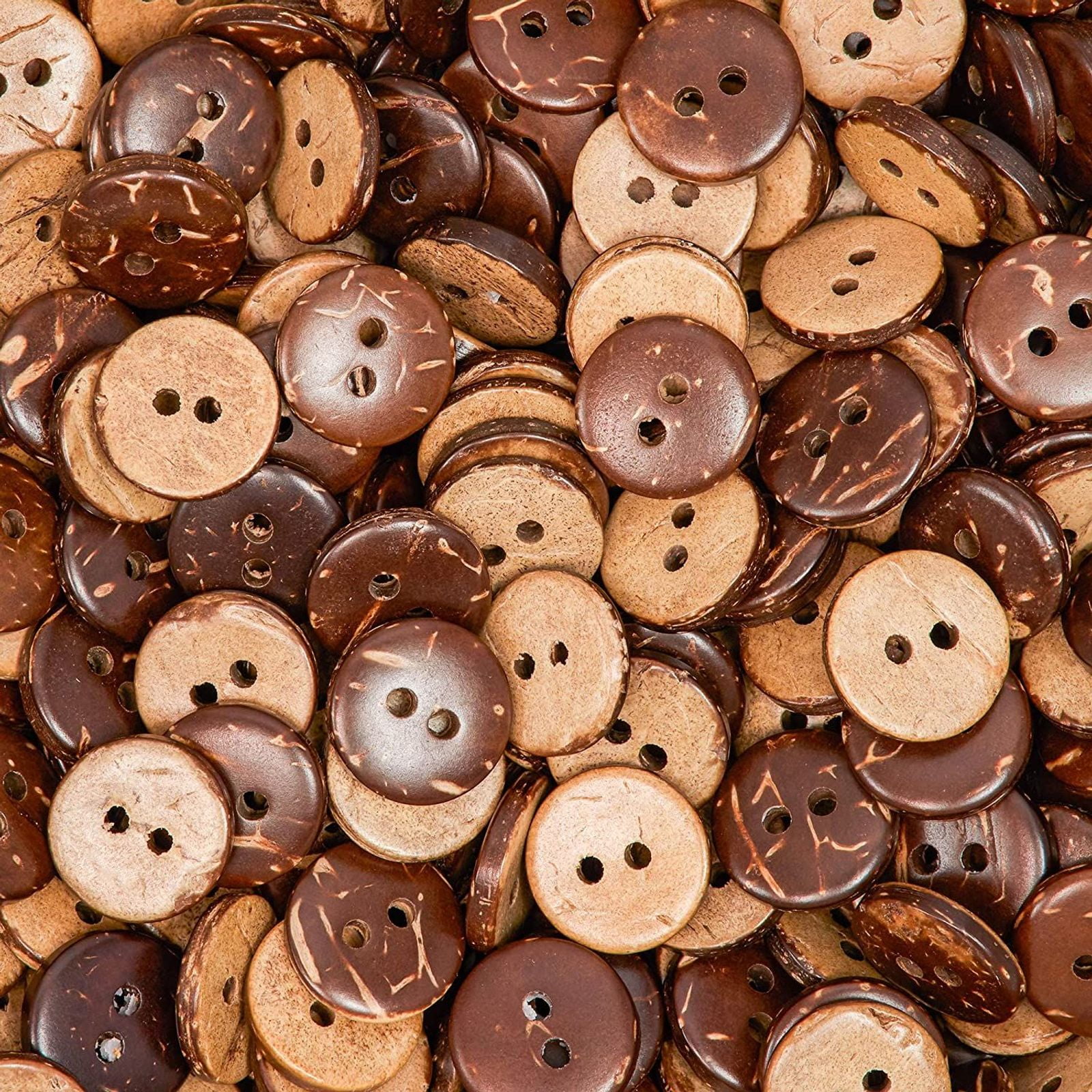 18mm.Vintage Wood Buttons Brown Color 2 Holes Circle Buttons design Set 24 pcs 