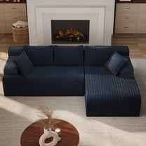 KAMEROUT 96" Modular Sectional Sofa Couches, L-Shaped Boneless Cloud Sofa with Deep Seat & Cushions, (Navy Blue, Right Facing Chaise)