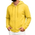 thumbnail image 2 of Qwertyu Zip Up Hoodie Men Long Sleeve Fleece Hooded Cardigan with Pocket Lightweight Loose Fit Athletic Jackets Yellow S, 2 of 6