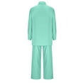 thumbnail image 5 of Fanxing Sweat Suits for Women Plus Size 5-6x Women Plus Size Cotton Linen 2 Piece Outfits Fall Long Sleeve Button Down Shirt with Wide Leg Pants Pajama Sets Loungewear, 5 of 6