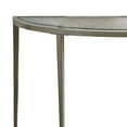 thumbnail image 4 of Benjaza 29" Semicircular Sleek Tapered Leg Metal and Glass Sofa Table in Silver, 4 of 5