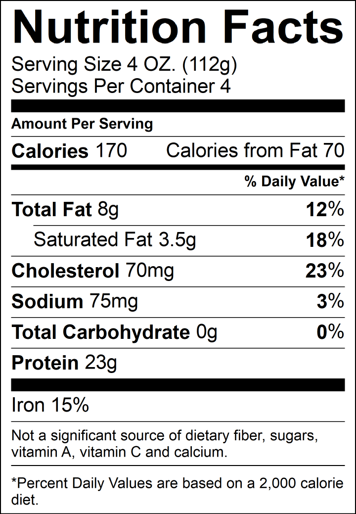 4 Oz Lean Ground Beef Nutrition Facts Beef Poster