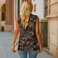 thumbnail image 4 of Psesaysky Summer Sleeveless Blazer Vest For Women Dressy Brown Camo Hunting Branch Print Button Down Lapel Collar Business Casual Outfits Work Suit Vests Tops with Pockets, Size 2XL, 4 of 6