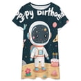 thumbnail image 3 of Astronaut Birthday in Outer Space Women Nightgown Sleepwear Short Sleeves For Vacations Travels Nightgowns Women's Pajamas, 3 of 7