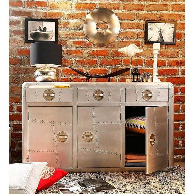 Nauticalmart Aviator Buffet 3 Portes Table d'Appoint Design en Métal