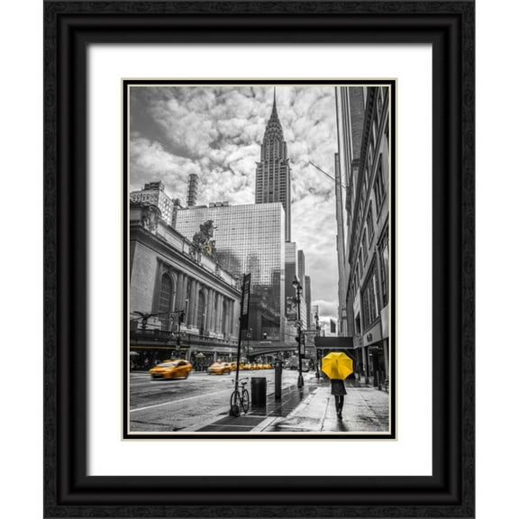 Frank, Assaf 15x18 Black Ornate Wood Framed with Double Matting Museum Art Print Titled - New York city scape with Chrysler Building, FTBR-1841