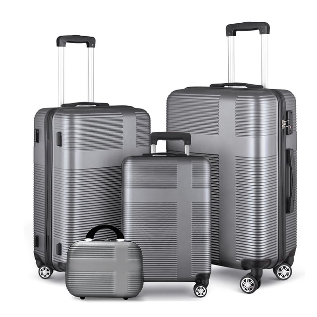 Juego de equipaje ILLUMINEW de 4 piezas con maletas de mano en gris plateado