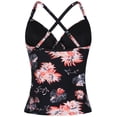 thumbnail image 5 of Firpearl Women's Underwire Tankini Tops Sexy Crossback Swimsuits Tummy Control Bathing Suit V Neck Swim Tops Black&Orange Floral US8, 5 of 6