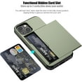 thumbnail image 4 of KOMI pour iPhone 13 Mini Étui avec Porte-Cartes [Ranger 5 Cartes] Étui Portefeuille Antichoc à Double Couche Robuste avec Fente pour Carte Cachée Grand Étui de Rangement pour iPhone 13 Mini (Vert), 4 of 5