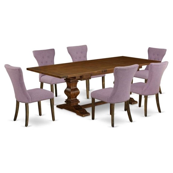 East West Furniture Table Top- Table Pedestal Parson Chairs, LAGA7-87-40