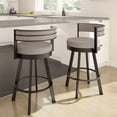 thumbnail image 3 of Home Square 3 Piece Polyester and Metal Swivel Bar Stool Set in Beige/Dark Brown, 3 of 4