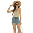 thumbnail image 2 of Womens Ribbed Crop Top 2024 Square Neck Sleeveless Sexy Summer Knit Tops Basic Tank Tops, 2 of 6