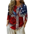 thumbnail image 2 of 250th Anniversary Women's Casual 3/4 Sleeve T-Shirt 250 Years of Freedom Shirt American Flag Patriotic Clothes, 2 of 7