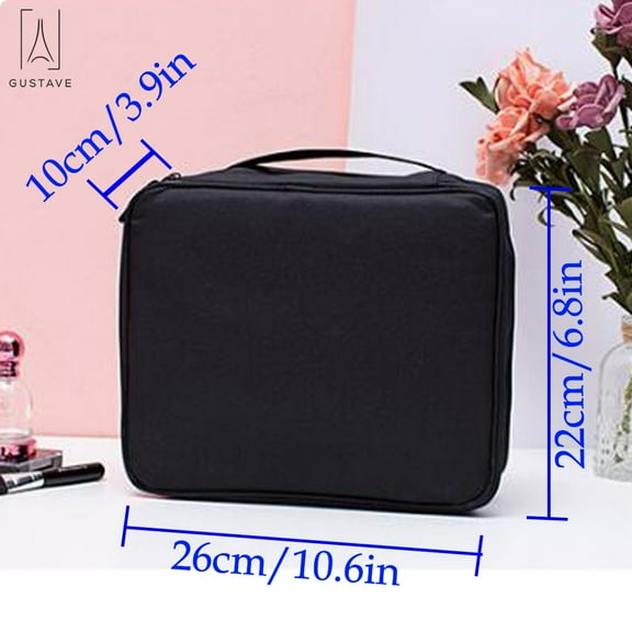 Professional Portable Waterproof Large Makeup Bag Cosmetic Case Storage Handle Organizer Travel Kit - Black, Net Pocket