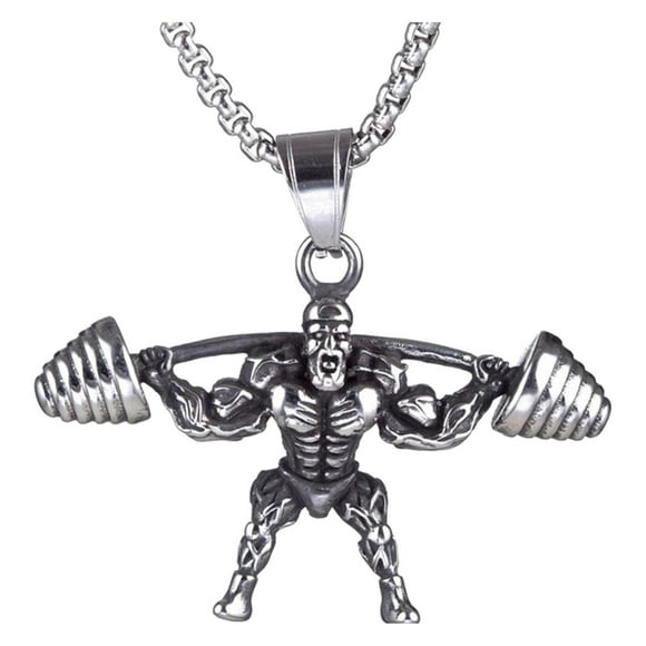 Mancuerna Collar Colgante Titanio Acero Inoxidable Fitness Gym Collar Peso Placa Barbell Mancuerna Collares Hombres Mujeres Cadena Colgante