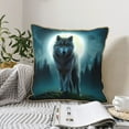 thumbnail image 6 of Xecao Wolf Print Soft Velvet Decorative Throw Pillow Covers, Square Cushion Cases for Bed, Sofa, Living Room, Car, and Indoor Outdoor Use-16"x16", 6 of 8