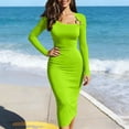 thumbnail image 3 of HAiming Women's Bodycon Dresses Wrap Ruched Sleeveless Solid Color Classic Fashion Maxi Sundress Summer Beach Vacation Dresses, 3 of 7