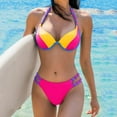 thumbnail image 2 of Sngxgn Women's Bikini Sets High Waisted Two Piece Sporty Swimsuits High Cut Tummy Control Bathing Suits(Hot Pink,XL), 2 of 7