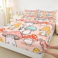thumbnail image 3 of Homewish Colorful Cartoon Mushroom Twin Sheet Sets,Tropical Botanical Plant Twin Fitted Sheet,Pink Blue Orange Flat Sheet For Girls Teens,Ultra Soft Home Decor,3 Pieces, 3 of 7