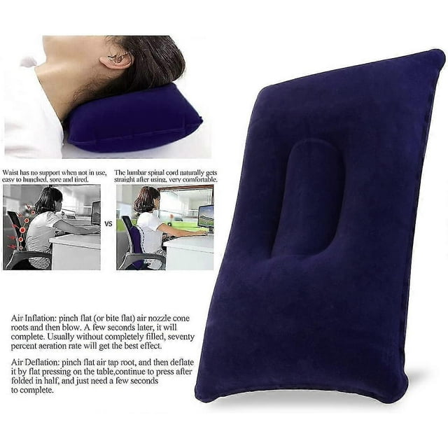 Inflatable Flocking Pillow Super Thick Fabric Portable Travel Pillow For Outdoor