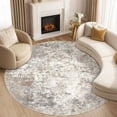 thumbnail image 3 of Toyoso 5x5 Round Washable Area Rug Abstract Modern Brown Grey Circle Rug Machine Washable Soft Low Pile For Reading Nook Entryway Small Dining Space Interior Decor, 3 of 9