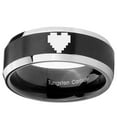 thumbnail image 2 of Tungsten Zelda Heart Design 8mm Brushed Black 2 Tone Beveled Edges Men Ring, 2 of 2