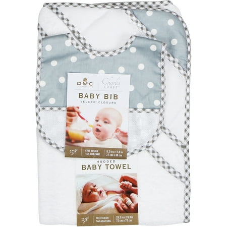 UPC: 0077540595129 | Charles Craft Baby Bib 8.2 X11.8 -Grey Polka Dots (14 Count)
