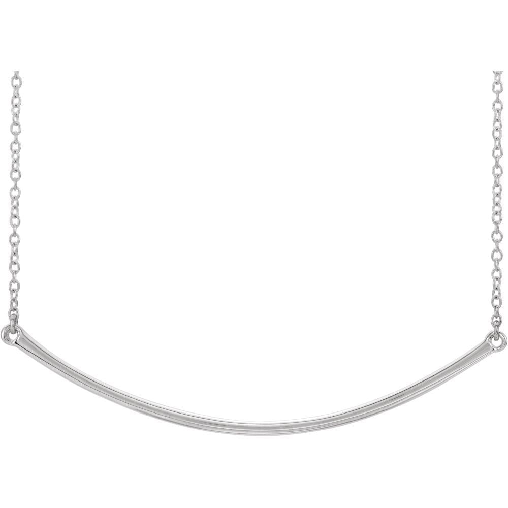Gift Women Girls 14K Yellow White or Rose Gold Curved 19.9" Bar Necklace 