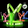 thumbnail image 1 of Gilet Réfléchissant LED pour la Sécurité Réglable Double-Côté LED Bandes 3 Modes d'Éclairage pour la Marche de Nuit Jogging, 1 of 6