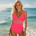 thumbnail image 2 of XUELUO One Piece Swimsuit Women Summer Solid Color Strappy Push Up Padded Athletic Sports Vintage Swimsuits Activewear,Purple,S, 2 of 4
